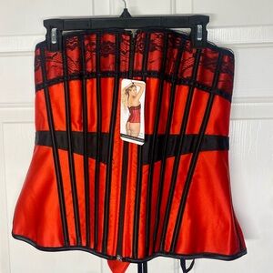 Shirley Of Hollywood Lovers Lane Perfectly Put Together Red & Black Corset XL